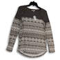 NWT Womens Gray White Abstract Knitted Round Neck Pullover Sweater Size XS image number 1