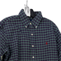 Mens Blue Green Plaid Long Sleeve Collared Button Down Shirt Size Medium image number 3