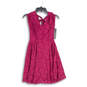 NWT Womens Purple Lace V-Neck Back Zip Knee Length A-Line Dress Size 0 image number 1