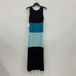 NWT Womens Black Blue Colorblock Sleeveless Scoop Neck Maxi Dress Size 12 alternative image