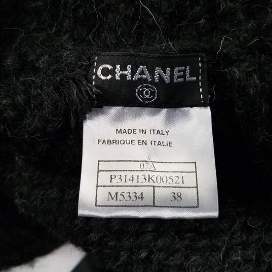 Chanel Black Alpaca Blend Open Knit Cardigan Sweater Women's Size 38 image number 5