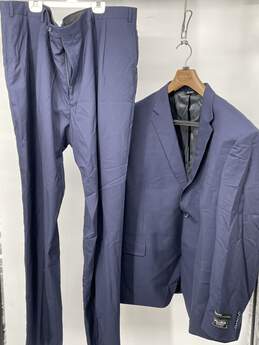 Mens Blue Wool Long Sleeve Blazer Pants 2 Piece Suit Set Sz 54 T-0297271-C