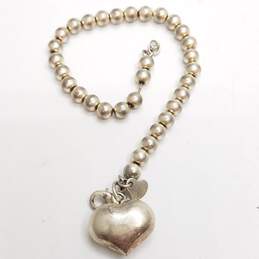 Yasmin 925 Sterling Silver Multi Bead Heart Tag 8 1/2 Bracelet 29.2