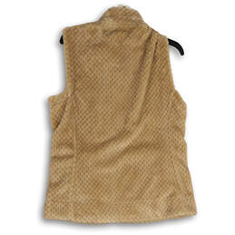 Womens Beige Sleeveless Mock Neck Pockets Full-Zip Vest Jacket Size Medium alternative image