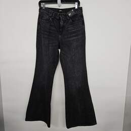 EXPRESS Black Denim 70s Flare Mid Rise Jeans