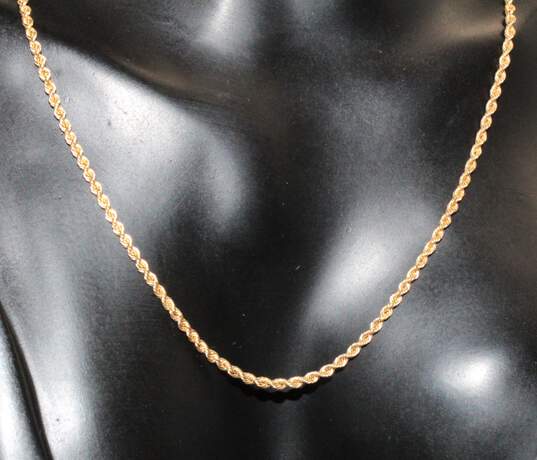 14K Yellow Gold 16" Rope Chain Necklace - 5.51g image number 3