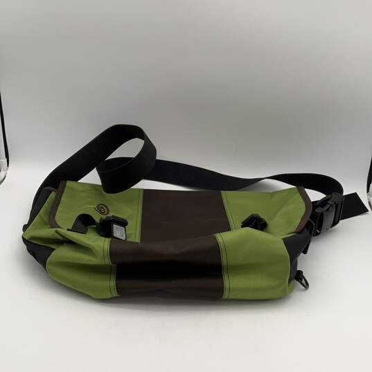 Mens Green Black Inner Pockets Adjustable Strap Buckle Messenger Bag image number 3