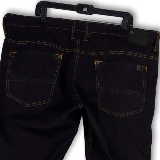 Mens Blue Denim Dark Wash Stretch Pockets Straight Leg Jeans Size 42x30 image number 4