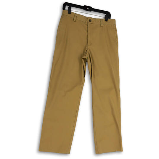 Mens Beige Flat Front Slash Pocket Straight Leg Chino Pants Size 30x29 image number 1