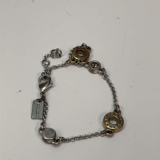 Designer Coach Two-Tone Adjustable Chain Open Circle Charm Bracelet image number 1