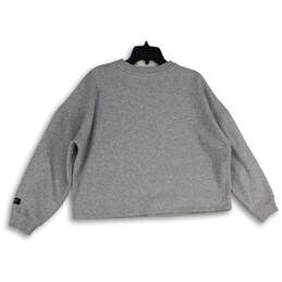Womens Gray Long Sleeve Crew Neck Cropped Pullover Sweatshirt Size Large alternative image