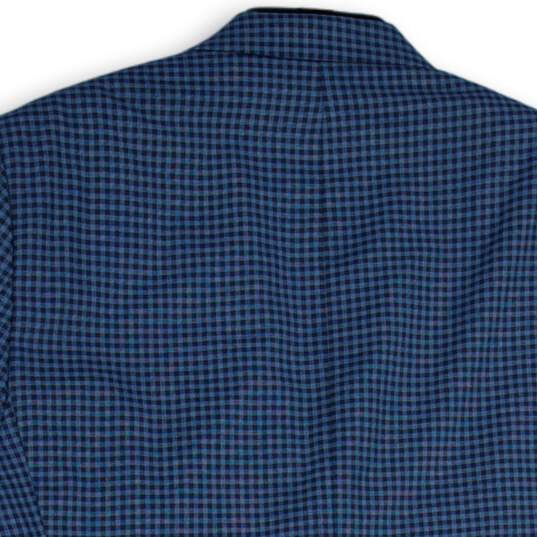 Michael Kors Mens Blue Gingham Single Breasted Two Button Blazer Size 44 image number 4