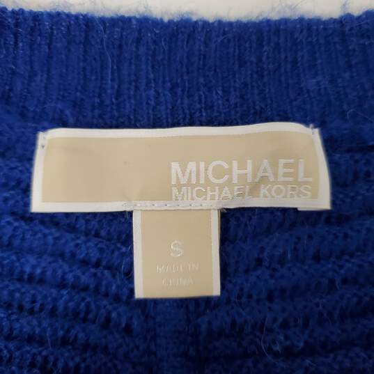 Michael Kors WM's Royal Blue Ribbed Alpaca Crewneck Sweater Size SM image number 4