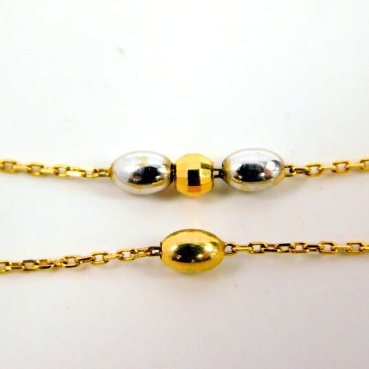 10K Two Tone Yellow & White Gold Beaded Anklet 1.7g image number 3