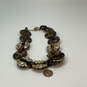 Designer J. Crew Gold-Tone Rhinestone Tortoise Lobster Link Chain Necklace image number 3