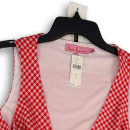 NWT Womens Red Check Bow Sleeveless Pullover Cropped Blouse Top Size 2X