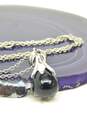 Judith Jack 925 Onyx Teardrop Pendant Necklace & CZ Marcasite Bangle Bracelet image number 4