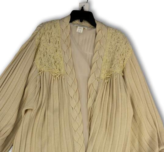 Womens Tan Knitted Stretch Long Sleeve Open Front Cardigan Sweater Size 1X image number 3