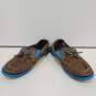 Boys Brown Blue Leather Moc Toe Low Top Lace Up Boat Shoes Size 12.5 image number 1