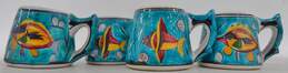 Set Of 4 Ikaros Pottery Cup/Mug Hand Made in Rhodes, Greece Hand Made & Painted N-8
