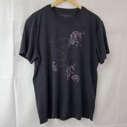 John Varvatos Skull Roses Black T-Shirt Women's LG NWT