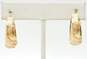 14K Rose & Yellow Gold Textured Scrolls Overlay Tapered Chunky Hoop Earrings 7.5g image number 3