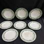 Bundle of 5 Josiah Wedgwood & Sons Ltd. Mayfair White and Green Floral Themed Ceramic Dinner Plates w/3 Matching Deep Dish Plates image number 1