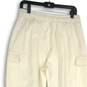 Womens White Elastic Drawstring Waist Slash Pocket Cargo Jogger Pants Size L image number 4