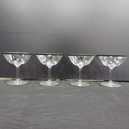 4pc. Set of Vintage Silver/Iridescent Rim Champagne Glasses