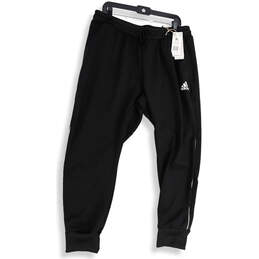 NWT Mens Black Flat Front Elastic Waist Drawstring Jogger Pants Size XL