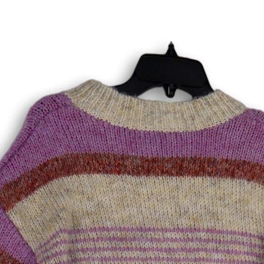 Womens Multicolor Crew Neck Chunky-Knit Long Sleeve Pullover Sweater Sz XS image number 4
