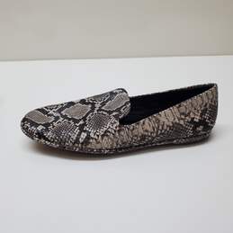 Vince Loafers Paz Gray/Cream Snake-Print Leather Size 7 Slip-On Flats Sz 6