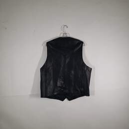 Mens Leather Sleeveless Button Front Motorcycle Vest Jacket Size 42 alternative image