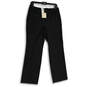 NWT Womens Black Windsor Flat Front Wide Leg Curvy  Fit Dress Pants Size 8P image number 1