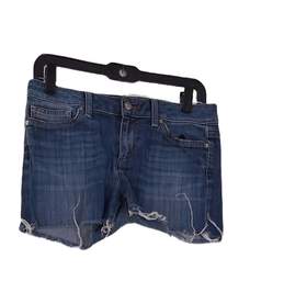 Womens Blue Medium Wash Pockets Denim Cut Off Shorts Size 29
