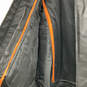 Mens Black Leather Long Sleeve Pocket Full-Zip Motorcycle Jacket Size LT image number 4