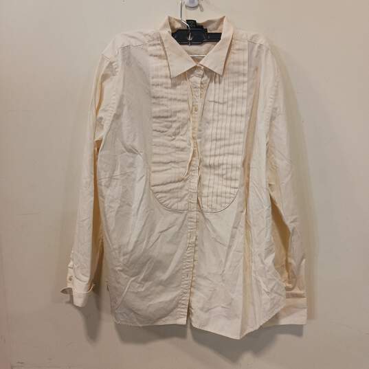 Womens Tan Cotton Long Sleeve Point Collar Dress Shirt Size 3X image number 1