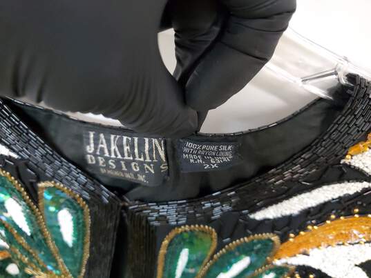 VTG Wm Jakelin Designs 100% Pure Silk Sequin Jacket Sz 2X India image number 3