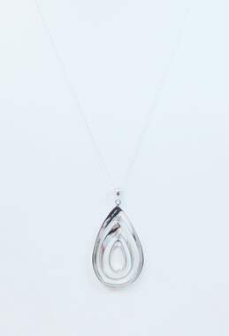 Sterling Silver Layered Teardrop Necklace Mini Hoop Earrings & Abstract Rings 22.7g alternative image