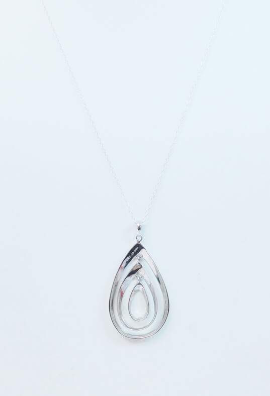 Sterling Silver Layered Teardrop Necklace Mini Hoop Earrings & Abstract Rings 22.7g image number 2
