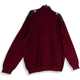 NWT Mens Red Gray Argyle Long Sleeve Mock Neck Full Zip Sweater Size XXL alternative image