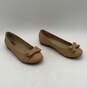 Cliffs Womens Beige Leather Round Toe Bow Slip On Ballet Flats Size 10 image number 2