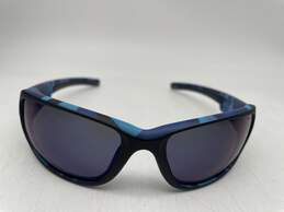 Mens Blue Mirrored Lens Plastic Frame Rectangular Sunglasses J-0540571-I