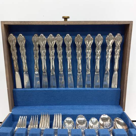 Set of International Silverplate Flatware In Wooden Box/Case image number 4