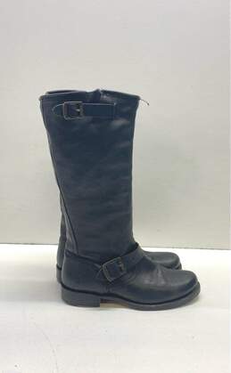 Frye Veronica Slouch Leather Slip On Buckle Boots Black 7.5