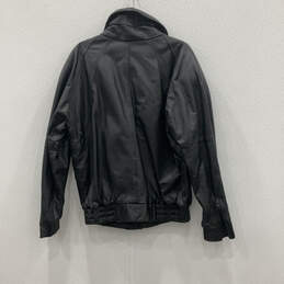 Mens Black Leather Long Sleeve Full Zip Pockets Motorcycle Jacket Size S alternative image