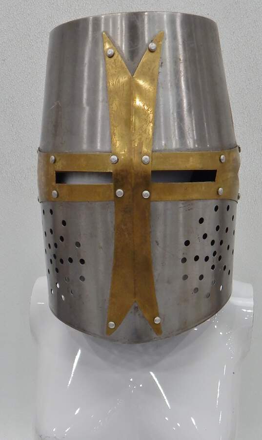 Medival Steel Replica Crusader Knights Armor Helmets & One Gaunlet Armor Glove image number 4