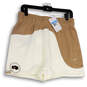 NWT Womens Brown White Elastic Waist Stretch Pull-On Sweat Shorts Size M image number 1