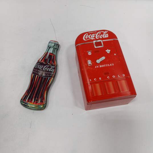 Set of Coke-Cola Tins ( Bottle & Refrigerator ) image number 1