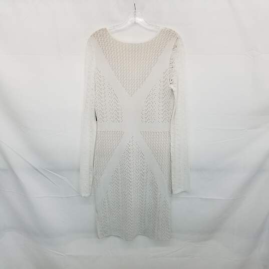 Laundry By Shelli Segal Marshmallow Open Knit Sheath Dress WM Size M NWT image number 2